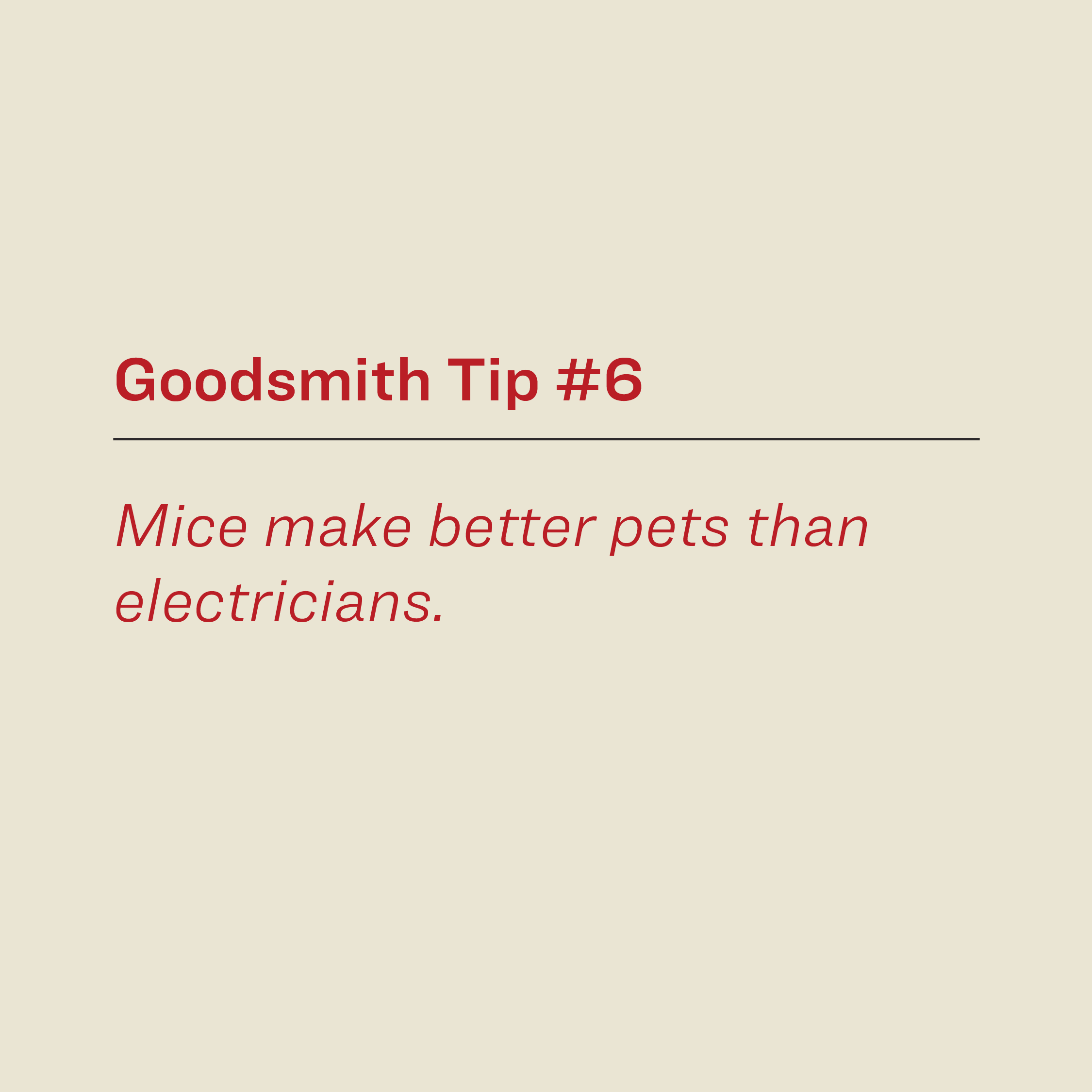 Mice make better pets than electricians